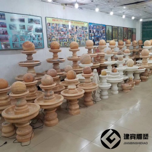 室內小型風水球噴泉石雕水景石球雕塑