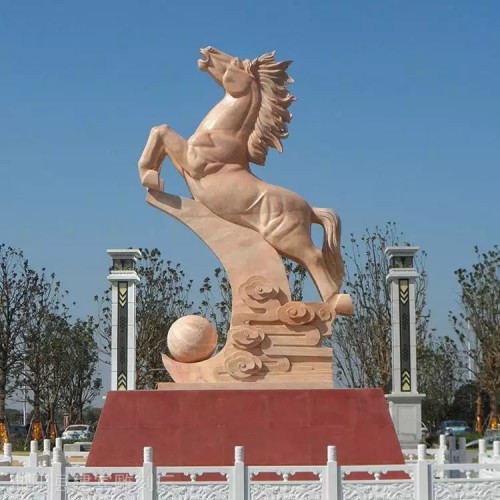 景區大理石駿馬雕塑標志性石雕奔馬飛馬雕刻廠家